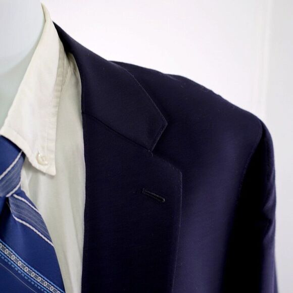 Joseph & Feiss Gold Blue Wool 48L Or Slim 50L 2‎ Button Suit Jacket / Blazer - Picture 2 of 13